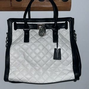 MK Michael Kors Black and White Hamilton Tote